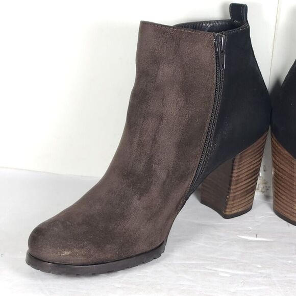 PAUL GREEN Women's Rockin US7,5-8 AU5,5 Brown Duede Leather Heel Ankle Booties - Picture 7 of 16